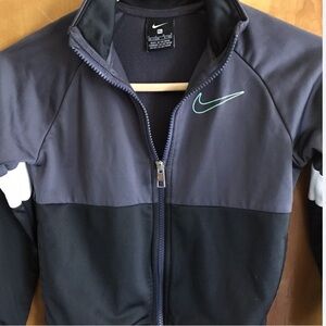 Boys Size 12M Blue with White Nike Jacket, Full Zip, Banded waist/Sleeves-Nice